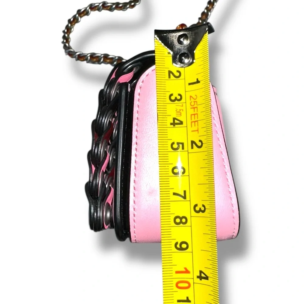 Coach Pink Woven-Link Crossbody with Multicolor Chain Accents